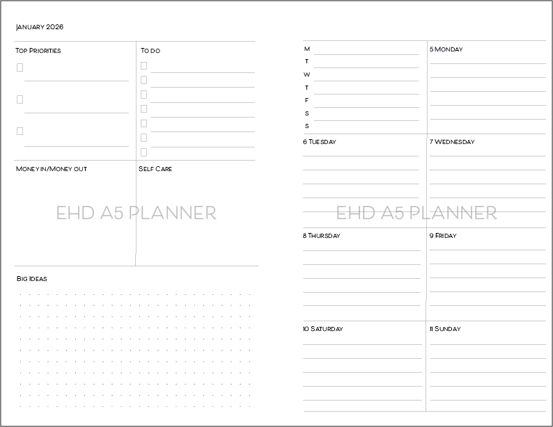 Ready to Go- A5 Productivity planner-Pink Vegan Leather Binder