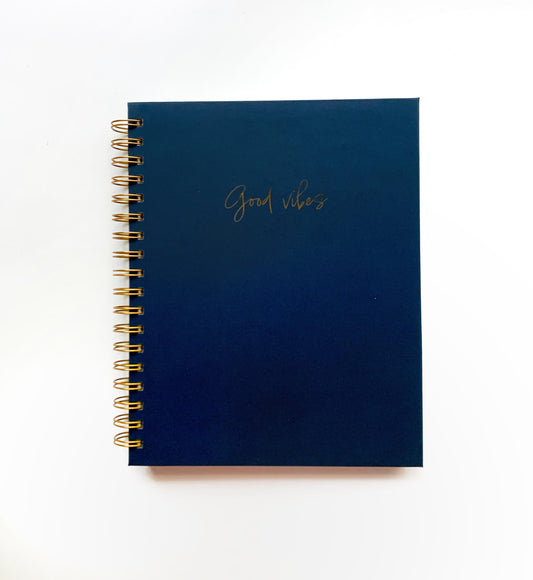 Dark Blue Monthly Goals Notebook