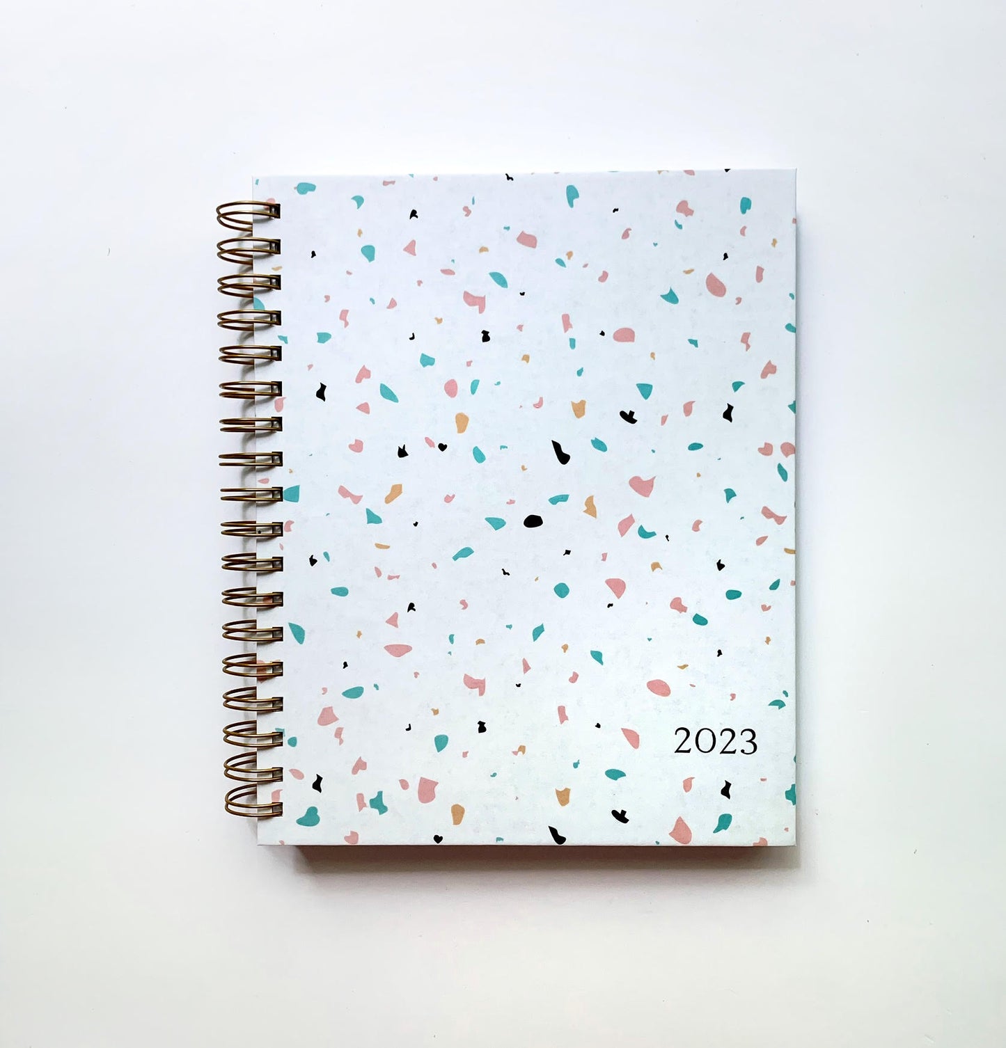Teal Pink Terrazzo Planner with Custom Text